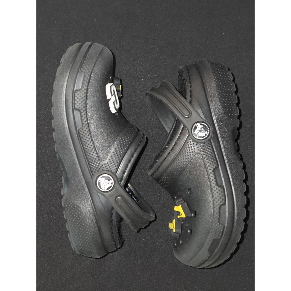 Kids Crocs Classic fur Lined Clog Black Fuzz‎ Toddler Boy Construction Size 10